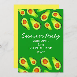 Zomer avocado picknick tuin feest viering kaart