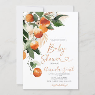 Zomer Baby shower Citrus Sinaasappel Baby in bloei Kaart