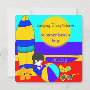 Zomer Baby shower jongen Beach Baby Surfende Baby  Kaart