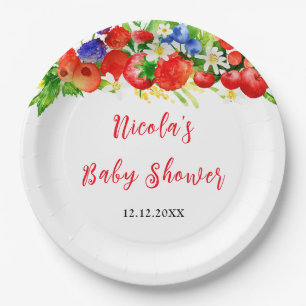 Zomer Baby Shower Met Gemengde Bessen Papieren Bordje