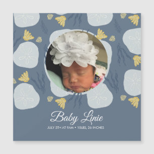 Zomer Baby Strand Thema Rand Blau Foto Geboorte