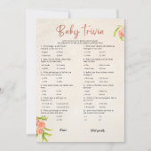 Zomer Baby Trivia Baby shower Game Kaart (Voorkant)