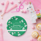 Zomer badminton bash party groen & wit papieren bordje (Feest)