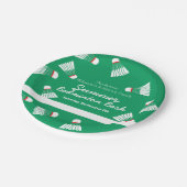 Zomer badminton bash party groen & wit papieren bordje (Gekanteld)