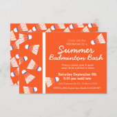 Zomer badminton bash party uitnodigen sinaasappel  kaart (Voorkant / Achterkant)