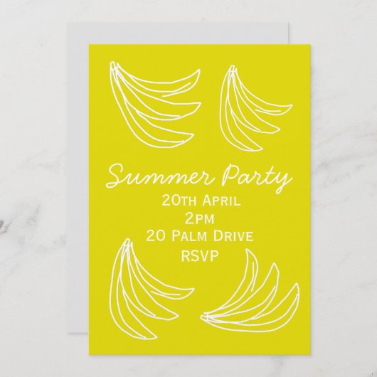 Zomer banaan picknick tuin feest viering kaart (Voorkant / Achterkant)