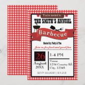 Zomer Barbecue BBQ Gingham Cookout Uitnodiging (Voorkant / Achterkant)
