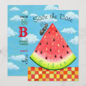Zomer Barbecue Party Watermeloen Save The Date (Voorkant / Achterkant)
