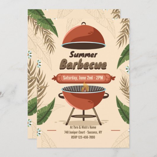 Zomer Barbecue Uitnodiging (Voorkant / Achterkant)