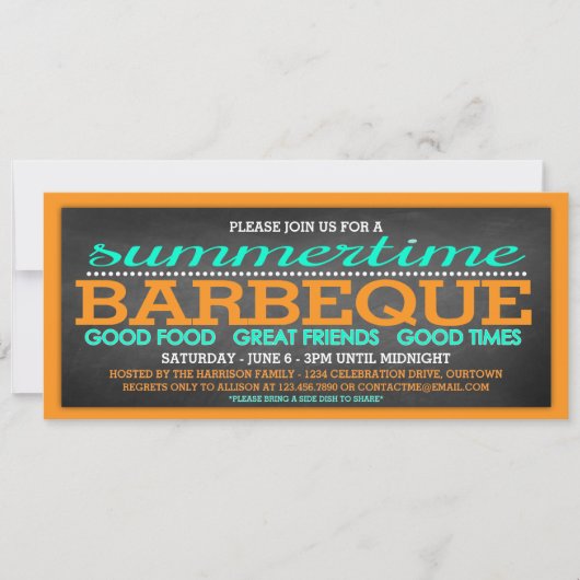 Zomer Barbeque Feest Kaart (Voorkant)