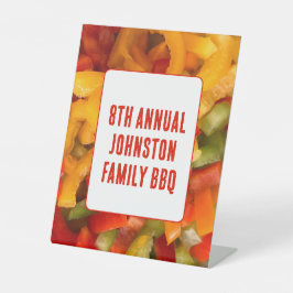 Zomer Barbeque Levendige Foto BBQ Familiereünie Reclamebord Met Voetstuk