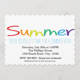 ZOMER Bash Typografie Regenboog Feest Uitnodiginge Kaart