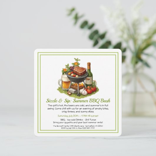Zomer BBQ & Beer Party Uitnodiging (Staand voorkant)