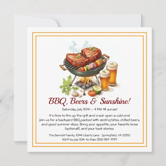 Zomer BBQ & Beer Party Uitnodiging – Backyard Cook (Voorkant)