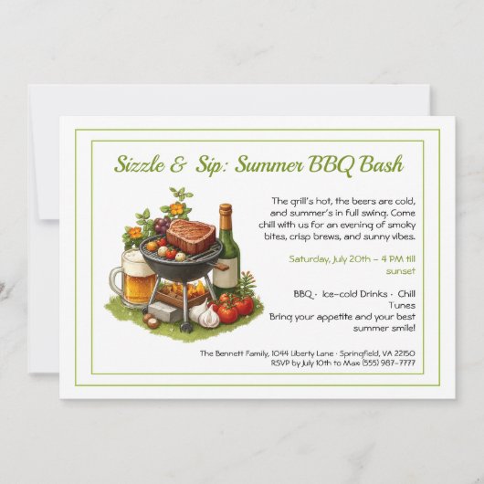 Zomer BBQ & Bierfeest Uitnodiging (Voorkant)