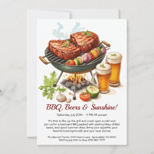 Zomer BBQ & Bierfeest Uitnodiging – Tuinbarbecue (Voorkant)