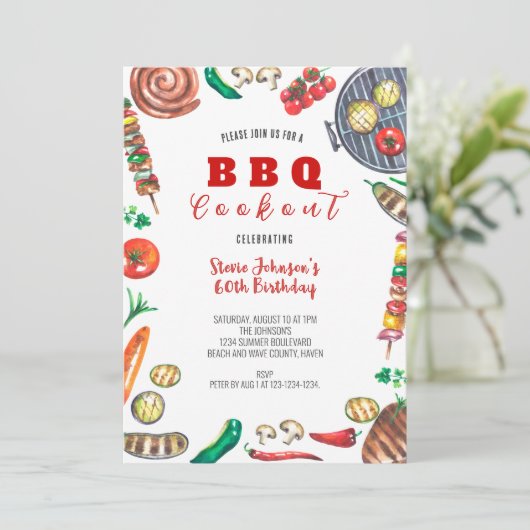 Zomer BBQ Cookout 60ste verjaardag Kaart (Staand voorkant)