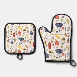 Zomer BBQ Cookout Block Party Grill Ovenwant & Pannenlap Set