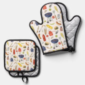 Zomer BBQ Cookout Block Party Grill Ovenwant & Pannenlap Set (Voorkant / Achterkant)