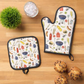 Zomer BBQ Cookout Block Party Grill Ovenwant & Pannenlap Set (Top down)