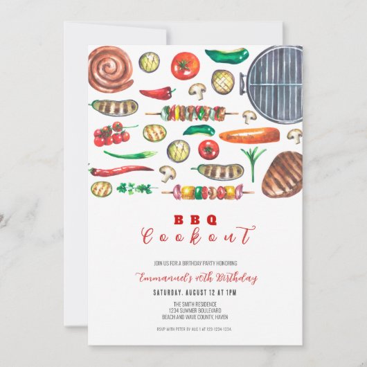Zomer BBQ Cookout Verjaardag Kaart (Voorkant)