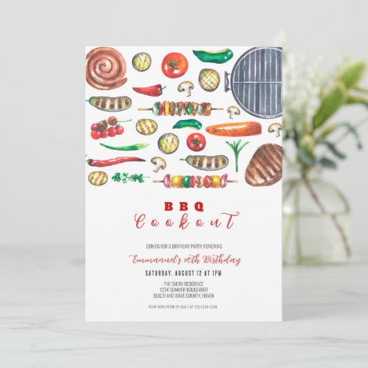 Zomer BBQ Cookout Verjaardag Kaart (Staand voorkant)