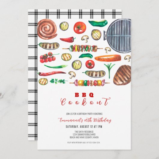 Zomer BBQ Cookout Verjaardag Kaart (Voorkant / Achterkant)