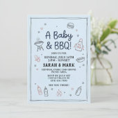 Zomer BBQ Gingham Picknick Achtertuin Rustiek Kaart (Staand voorkant)