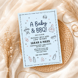 Zomer BBQ Gingham Picknick Achtertuin Rustiek Kaart