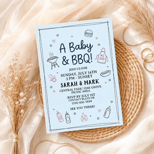 Zomer BBQ Gingham Picknick Achtertuin Rustiek Kaart