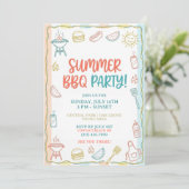 Zomer BBQ Gingham Picknick Uitnodiging Tuin Rustie (Staand voorkant)