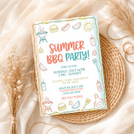 Zomer BBQ Gingham Picknick Uitnodiging Tuin Rustie