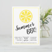 Zomer BBQ Lemon Outdoor Barbecue Party Uitnodiging (Staand voorkant)