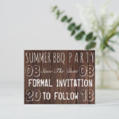 Zomer BBQ Party Save The Date Rustic Brown Wood Aankondigingskaart (Staand voorkant)