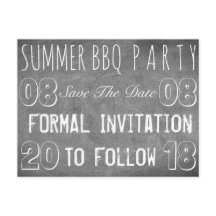 Zomer BBQ Party Save The Date schoolbord