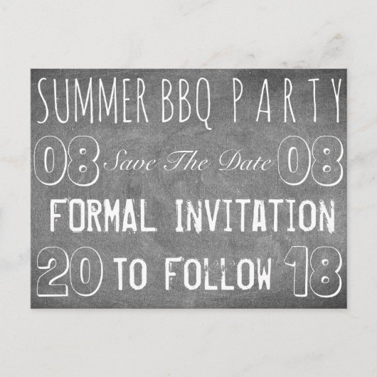 Zomer BBQ Party Save The Date schoolbord Aankondigingskaart (Voorkant)