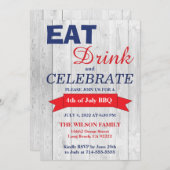 Zomer BBQ Rood Wit en Blauw Uitnodiging (Voorkant / Achterkant)