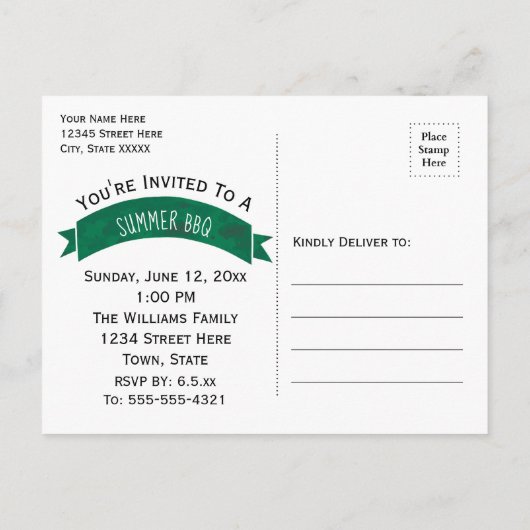 Zomer BBQ Save the Date Uitnodiging (Achterkant)