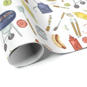 Zomer BBQ Vaderdag Achtertuin Barbecue Grill Cadeaupapier (Rol Hoek)