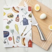 Zomer BBQ Vaderdag Grill-out cadeau voor papa Theedoek (Quarter Fold)