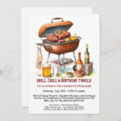 Zomer BBQ Verjaardag Uitnodiging met Bier Achtertu (Voorkant / Achterkant)