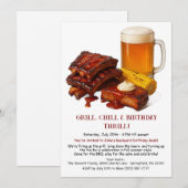 Zomer BBQ Verjaardag Uitnodiging met Bier Achtertu (Voorkant / Achterkant)