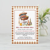 Zomer BBQ Verjaardag Uitnodiging met Bier Achtertu (Staand voorkant)