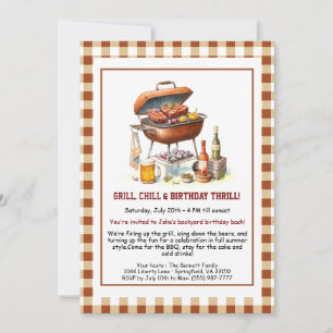 Zomer BBQ Verjaardag Uitnodiging met Bier Achtertu