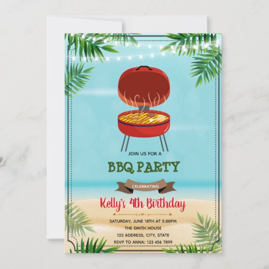 Zomer bbq verjaardagsfeestje uitnodiging (Voorkant)