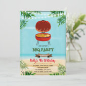 Zomer bbq verjaardagsfeestje uitnodiging (Staand voorkant)