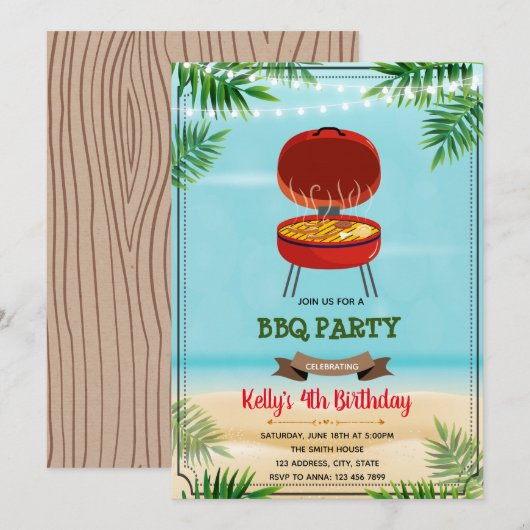 Zomer bbq verjaardagsfeestje uitnodiging (Voorkant / Achterkant)