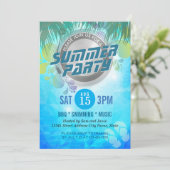 Zomer BBQ / ZWEMEN / MUZIEK Feest Uitnodiging (Staand voorkant)