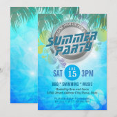 Zomer BBQ / ZWEMEN / MUZIEK Feest Uitnodiging (Voorkant / Achterkant)