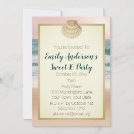 Zomer Beach Cream Seashell Roze Zonsondergang Swee Kaart